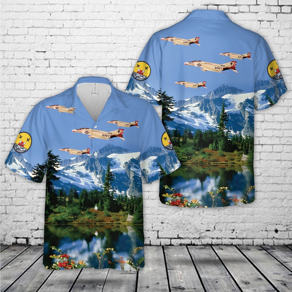 Us Navy Hawaiian Shirt, US Navy F-4B Phantom II of VF-111 Sundowners Hawaiian Shirt, Military Hawaiian Shirt