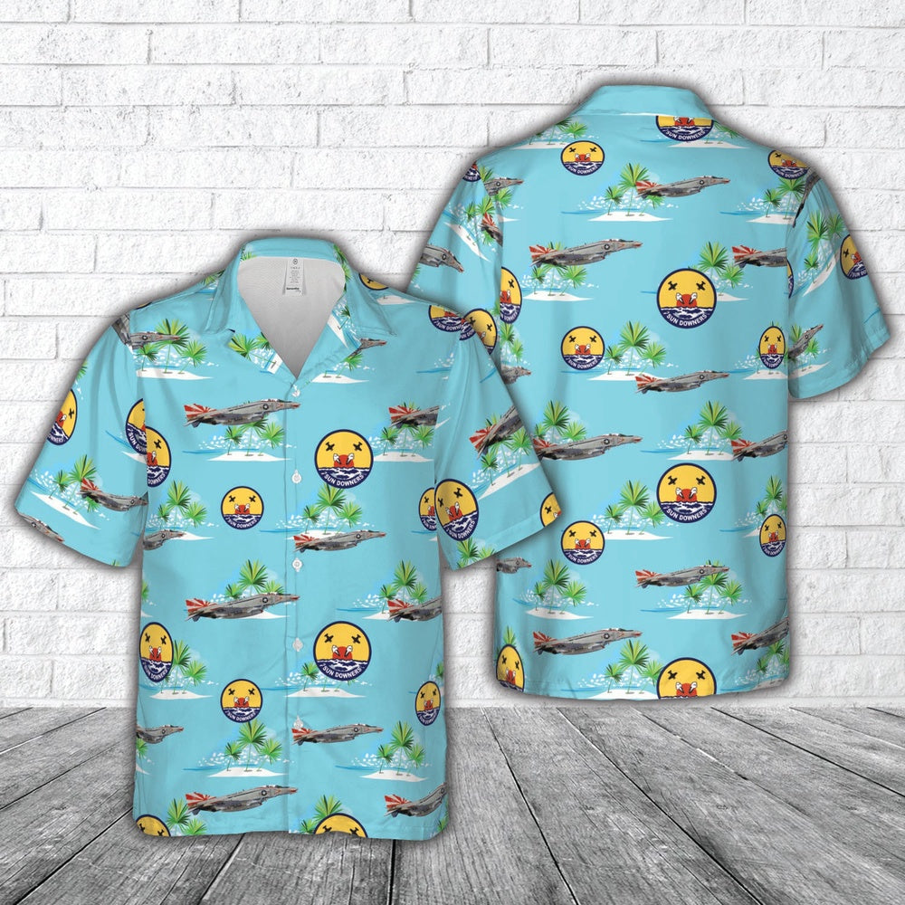 Us Navy Hawaiian Shirt, US Navy F-4B Phantom II of VF-111 'Sundowners' Hawaiian Shirt, Military Hawaiian Shirt