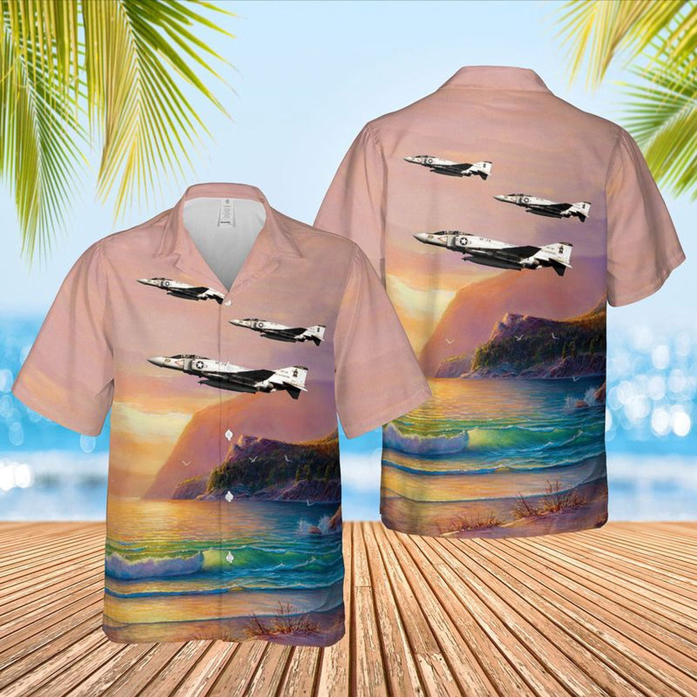 Us Navy Hawaiian Shirt, US Navy F-4J of VF-74 Hawaiian Shirt, Military Hawaiian Shirt