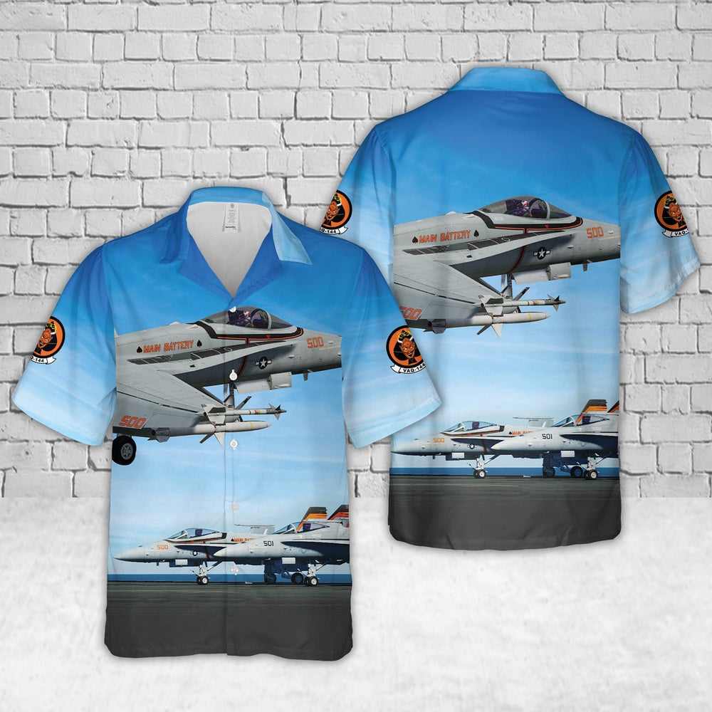 Us Navy Hawaiian Shirt, US Navy FA-18C VAQ-144 MAIN BATTERY (2023) Hawaiian Shirt, Military Hawaiian Shirt