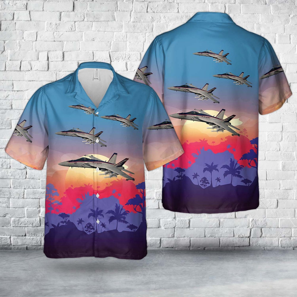 Us Navy Hawaiian Shirt, US Navy FA-18E Super Hornet Of Strike Fighter Squadron 137 (VFA-137) Kestrels Hawaiian Shirt