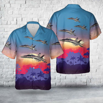 Us Navy Hawaiian Shirt, US Navy FA-18E Super Hornet Of Strike Fighter Squadron 137 (VFA-137) Kestrels Hawaiian Shirt