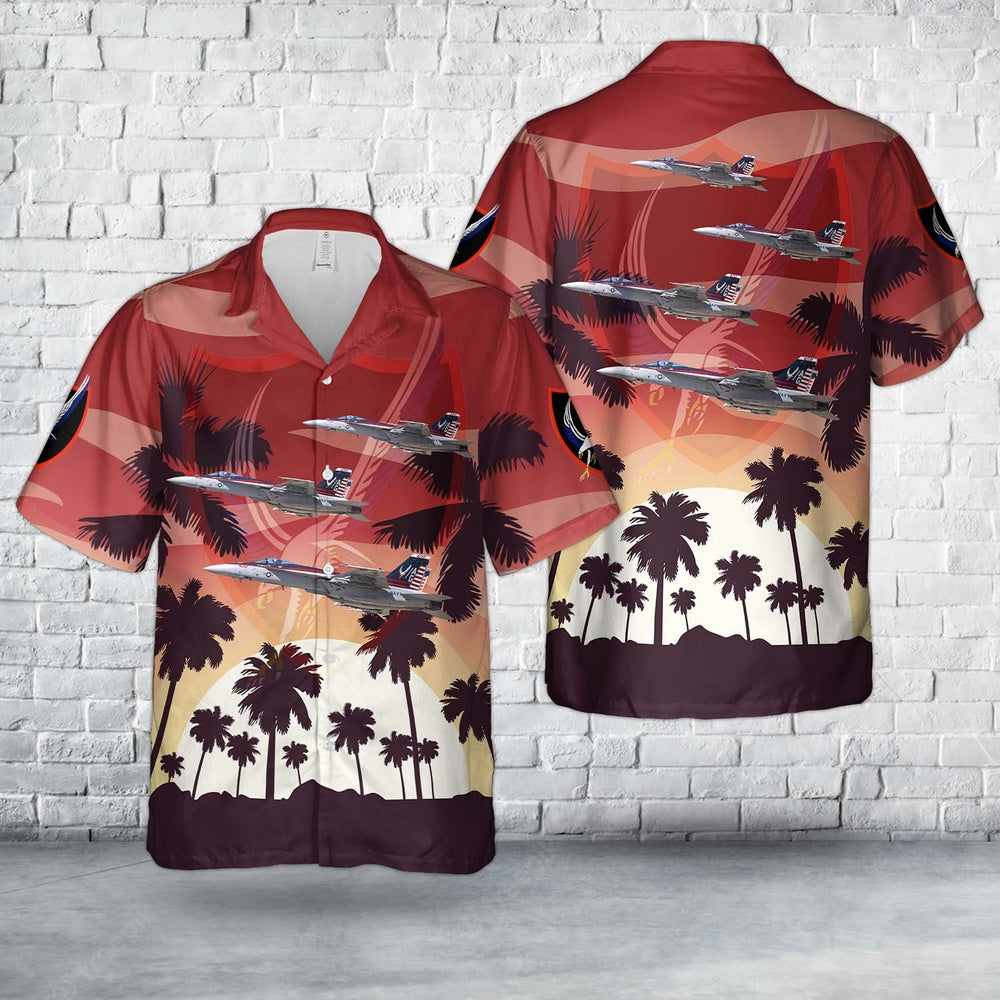 Us Navy Hawaiian Shirt, US Navy FA-18E Super Hornet Of VFA-136 Knighthawks Hawaiian Shirt, Military Hawaiian Shirt