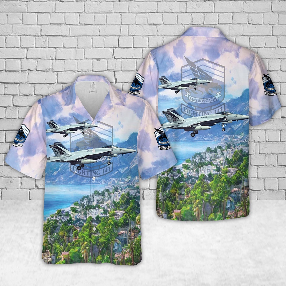 Us Navy Hawaiian Shirt, US Navy FA-18E Super Hornet Of VFA-143 Pukin Dogs Hawaiian Shirt, Military Hawaiian Shirt