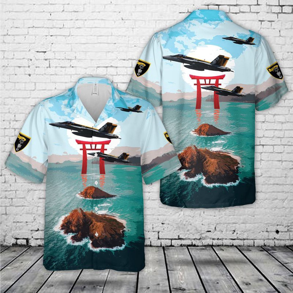 Us Navy Hawaiian Shirt, US Navy FA-18E Super Hornet Of VFA-27 Royal Maces Hawaiian Shirt, Military Hawaiian Shirt