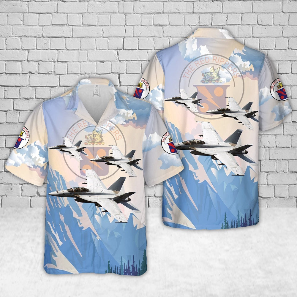 Us Navy Hawaiian Shirt, US Navy FA-18F Super Hornet Of VFA-11  Red Rippers Hawaiian Shirt, Military Hawaiian Shirt