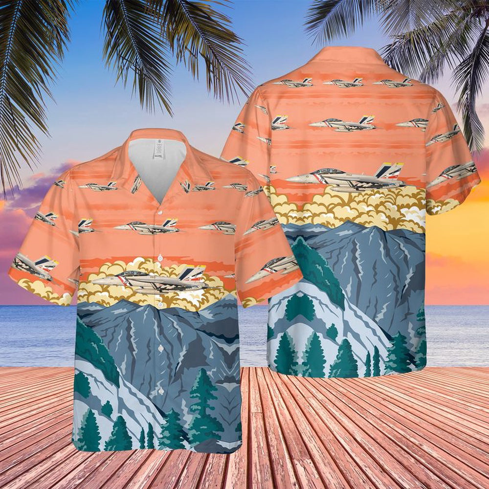 Us Navy Hawaiian Shirt, US Navy FA-18F Super Hornet Of VFA-2 Bounty Hunters Hawaiian Shirt, Military Hawaiian Shirt