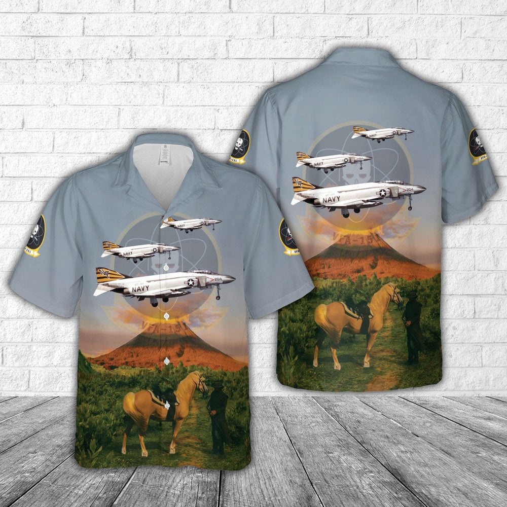 Us Navy Hawaiian Shirt, US Navy Fighter Squadron 151 (FITRON 151) VF-151 'Vigilantes' Hawaiian Shirt