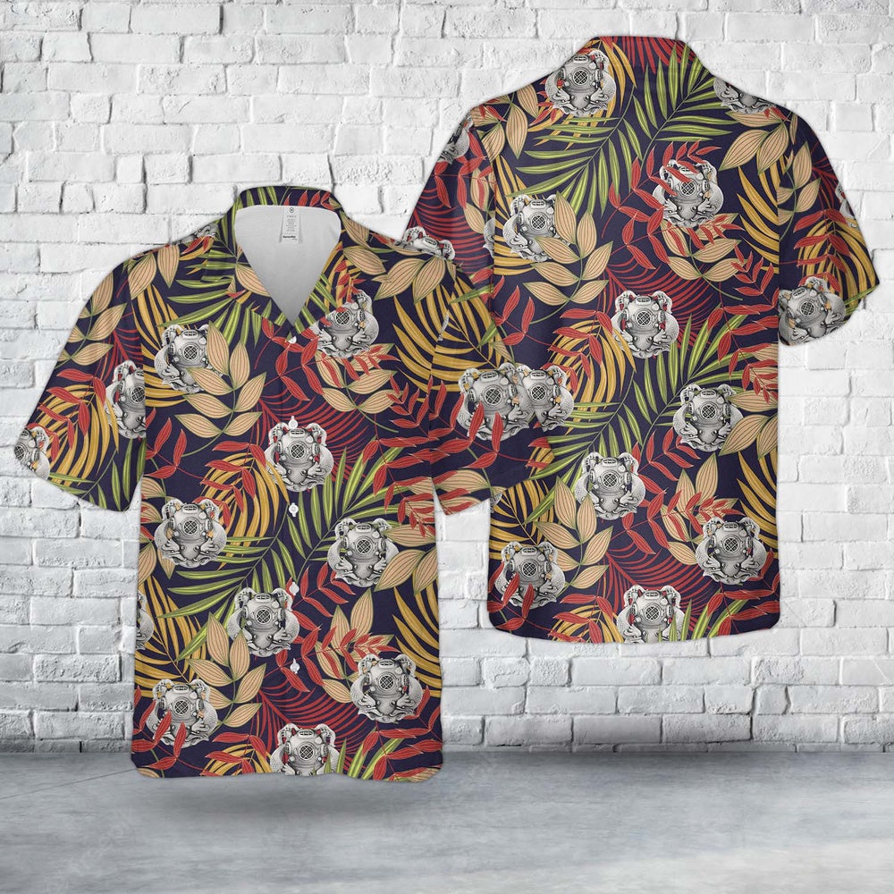 Us Navy Hawaiian Shirt, US Navy First Class Diver Hawaiian Shirt, Military Hawaiian Shirt