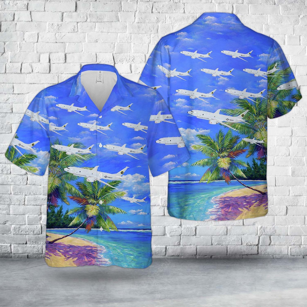 Us Navy Hawaiian Shirt, US Navy Fleet Support Unit 7 FSU-7 P-8 Poseidon Hawaiian Shirt, Military Hawaiian Shirt