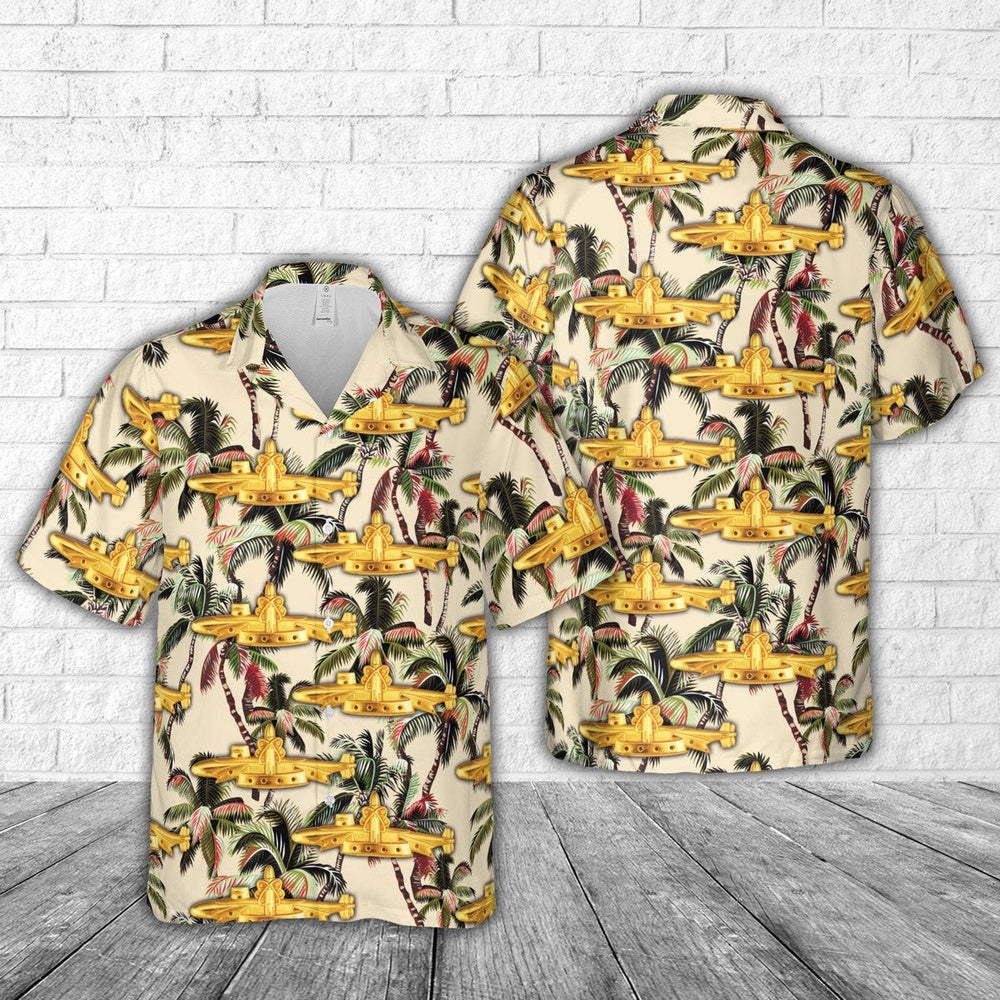 Us Navy Hawaiian Shirt, US Navy Gold SSBN Deterrent Patrol insignia Hawaiian Shirt, Military Hawaiian Shirt
