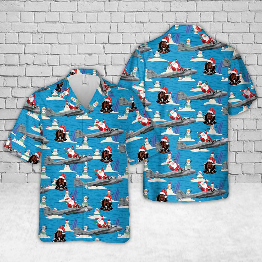 Us Navy Hawaiian Shirt, US Navy Grumman A-6 Intruder Of VA-304 Christmas Hawaiian Shirt, Military Hawaiian Shirt
