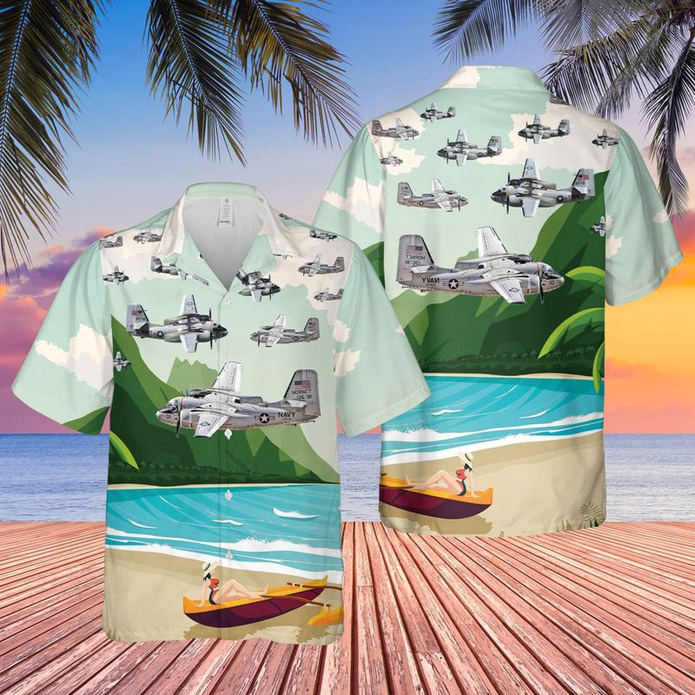 Us Navy Hawaiian Shirt, US Navy Grumman C-1 Trader COD VRC-50 Hawaiian Shirt, Military Hawaiian Shirt