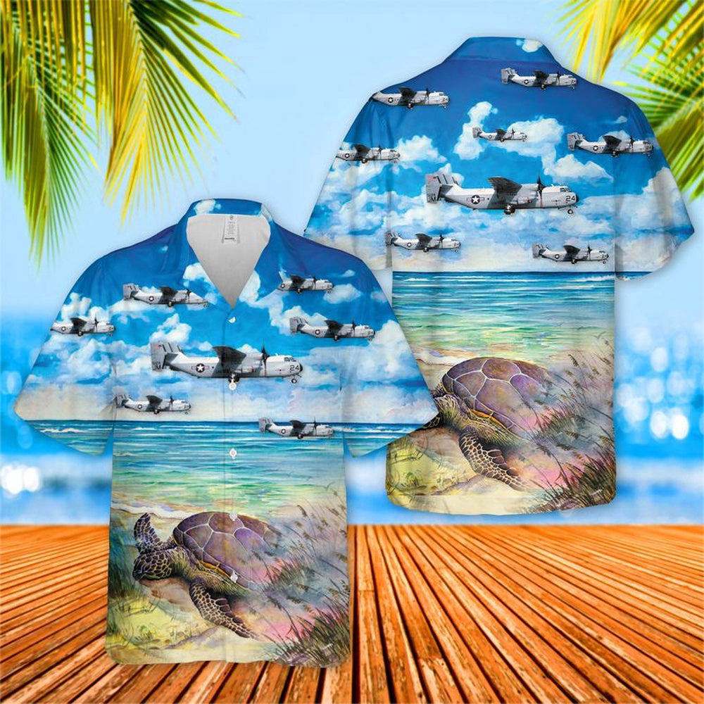 Us Navy Hawaiian Shirt, US Navy Grumman C-2A Greyhound Of VR-24 (Lifting Eagles) Hawaiian Shirt, Military Hawaiian Shirt