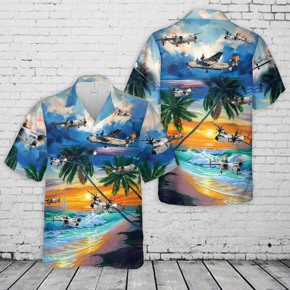 Us Navy Hawaiian Shirt, US Navy Grumman C-2 Greyhound Hawaiian Shirt, Military Hawaiian Shirt