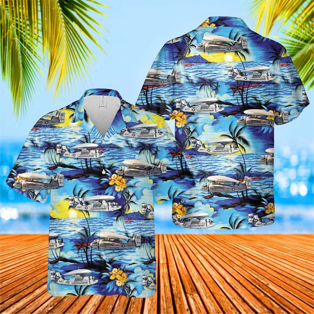 Us Navy Hawaiian Shirt, US Navy Grumman E-1 Tracer Hawaiian Shirt, Military Hawaiian Shirt