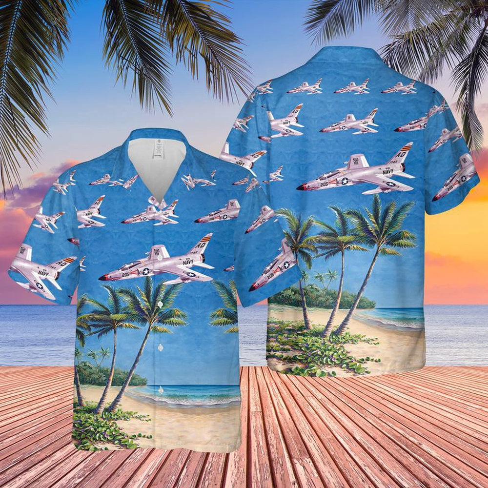 Us Navy Hawaiian Shirt, US Navy Grumman F-11A Tiger Hawaiian Shirt, Military Hawaiian Shirt