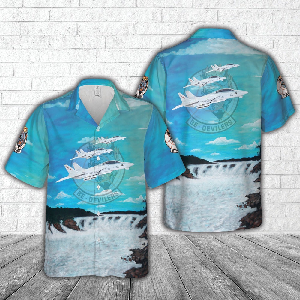 Us Navy Hawaiian Shirt, US Navy Grumman F-14A Tomcat of VF-74 Be-Devilers Hawaiian Shirt