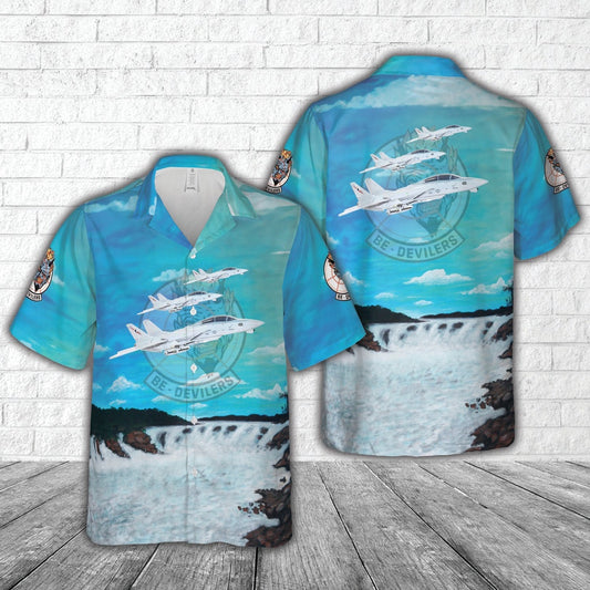 Us Navy Hawaiian Shirt, US Navy Grumman F-14A Tomcat of VF-74 Be-Devilers Hawaiian Shirt