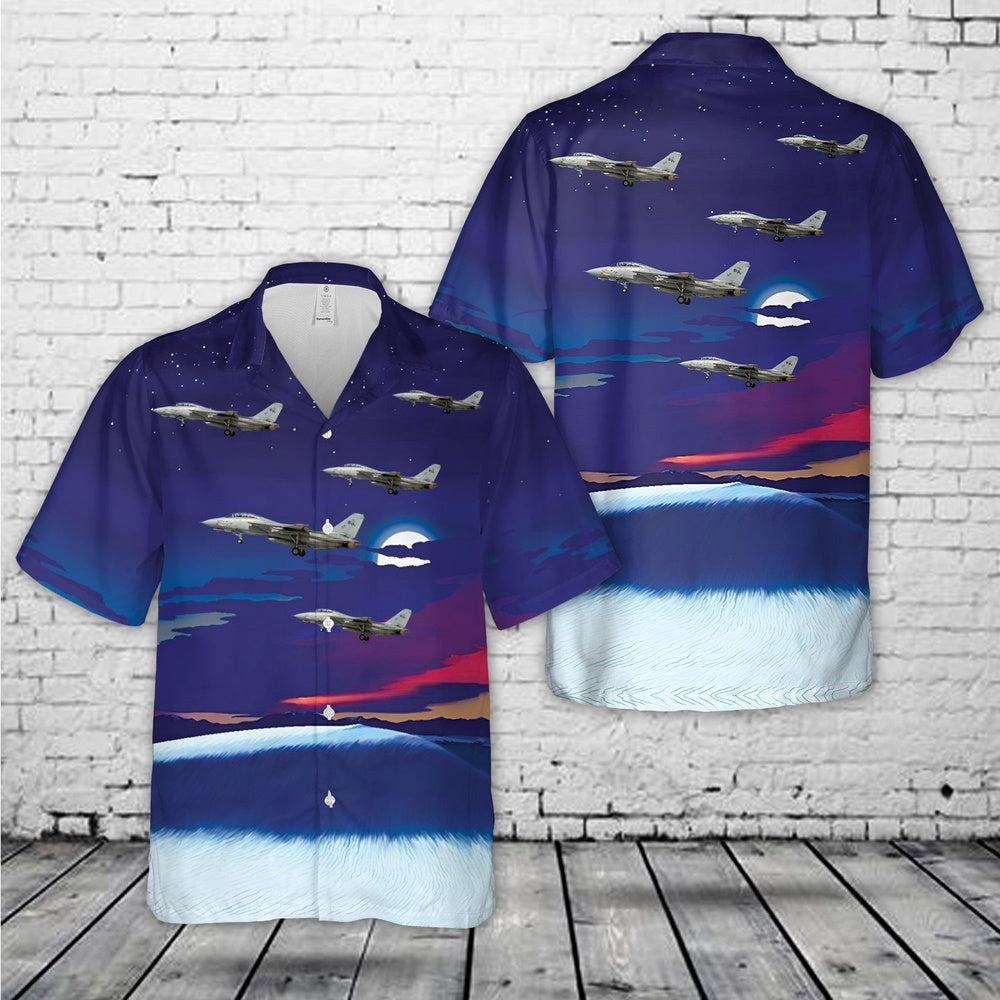 Us Navy Hawaiian Shirt, US Navy Grumman F-14D Tomcat VF-31 Tomcatters 163413  NK-107 (cn 597D-2) Hawaiian Shirt