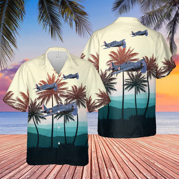Us Navy Hawaiian Shirt, US Navy Grumman F4F-3 Hawaiian Shirt, Military Hawaiian Shirt