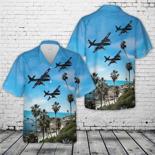 Us Navy Hawaiian Shirt, US Navy Grumman F7F-3P Tigercat Hawaiian Shirt, Military Hawaiian Shirt