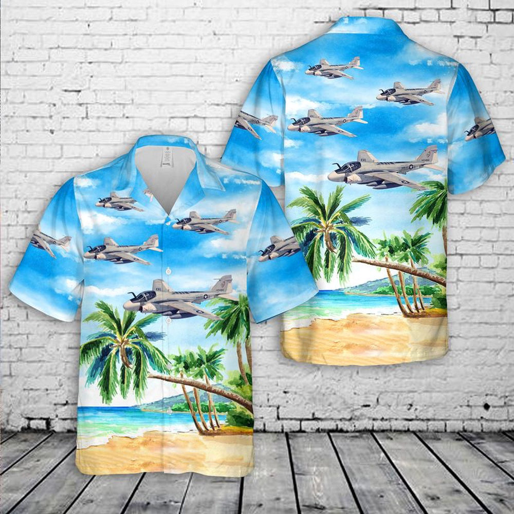 Us Navy Hawaiian Shirt, US Navy Grumman KA-6D Intruder (BuNo 149484) from Attack Squadron 34 (VA-34) Blue Blasters Hawaiian Shirt