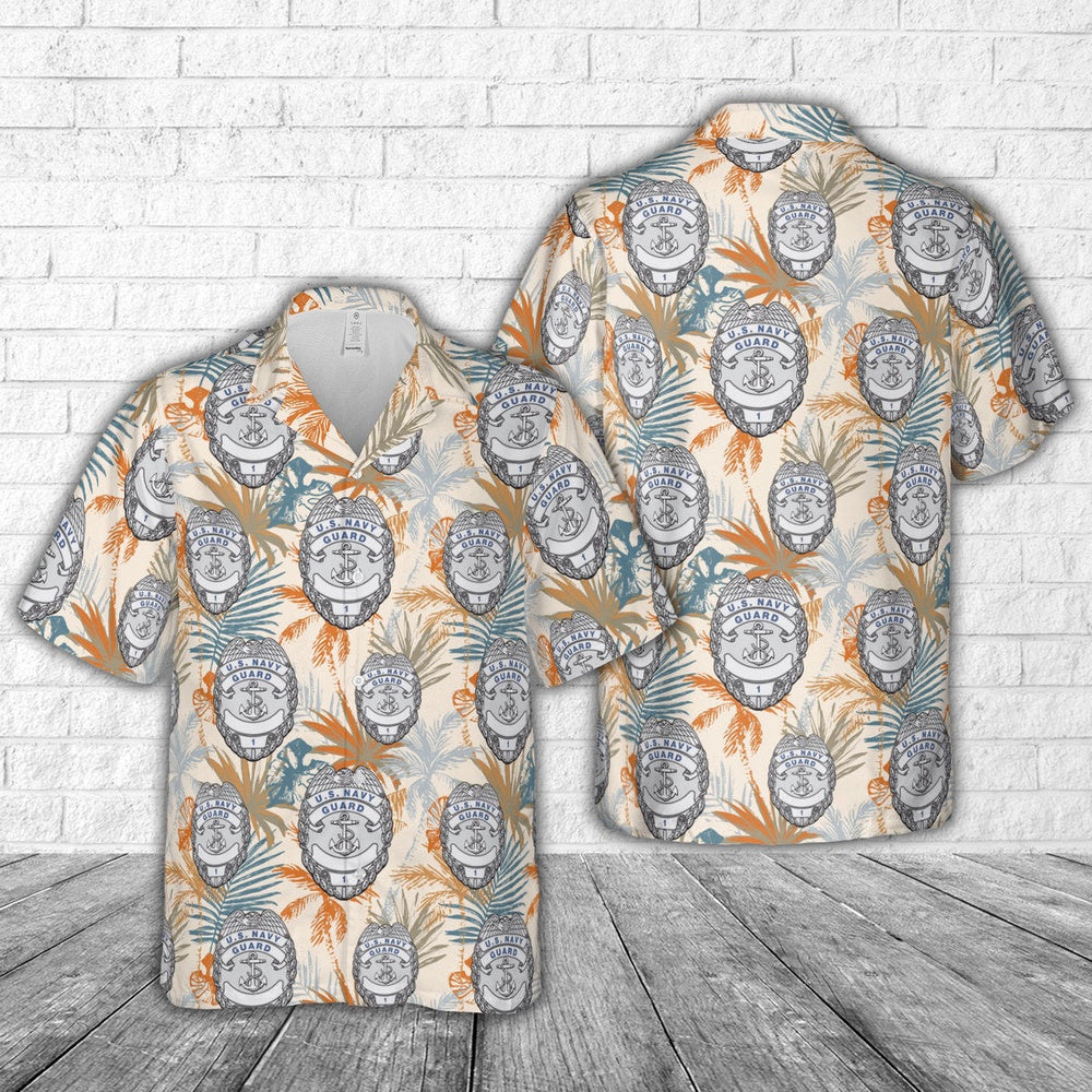 Us Navy Hawaiian Shirt, US Navy Guard Badge Hawaiian Shirt, Military Hawaiian Shirt