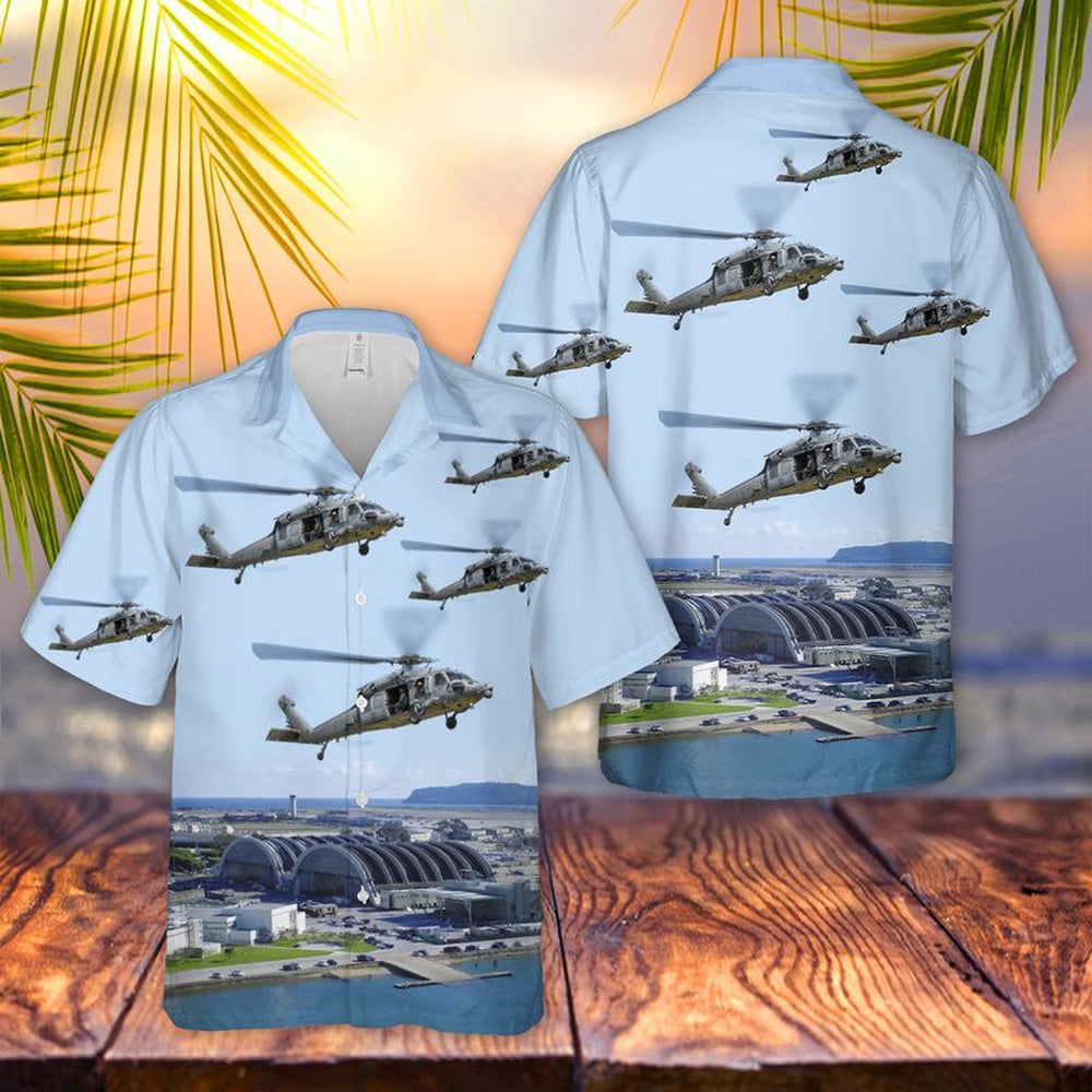 Us Navy Hawaiian Shirt, US Navy HSC-4 Black Knights Sikorsky MH-60S Seahawk At Naval Air Station North Island Hawaiian Shirt