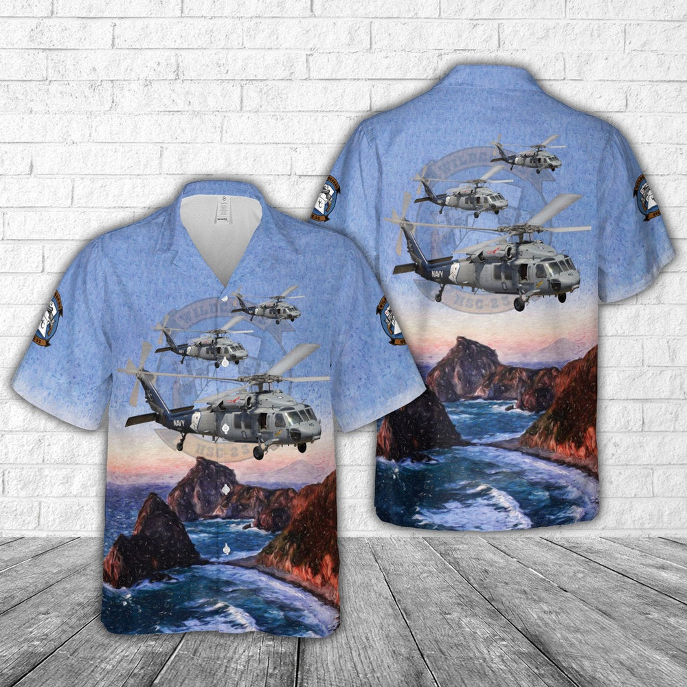 Us Navy Hawaiian Shirt, US Navy Helicopter Sea Combat Squadron 23 (HELSEACOMBATRON 23) HSC-23 'Wildcards' Sikorsky MH-60S Knighthawk Hawaiian Shirt