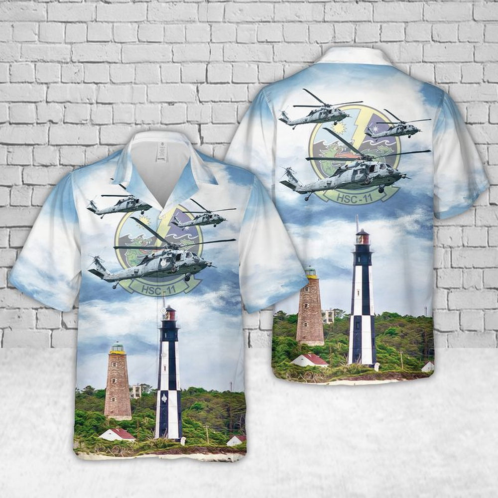 Us Navy Hawaiian Shirt, US Navy Helicopter Sea Combat Squadron HSC-11 Dragonslayers MH-60S Seahawk Hawaiian Shirt