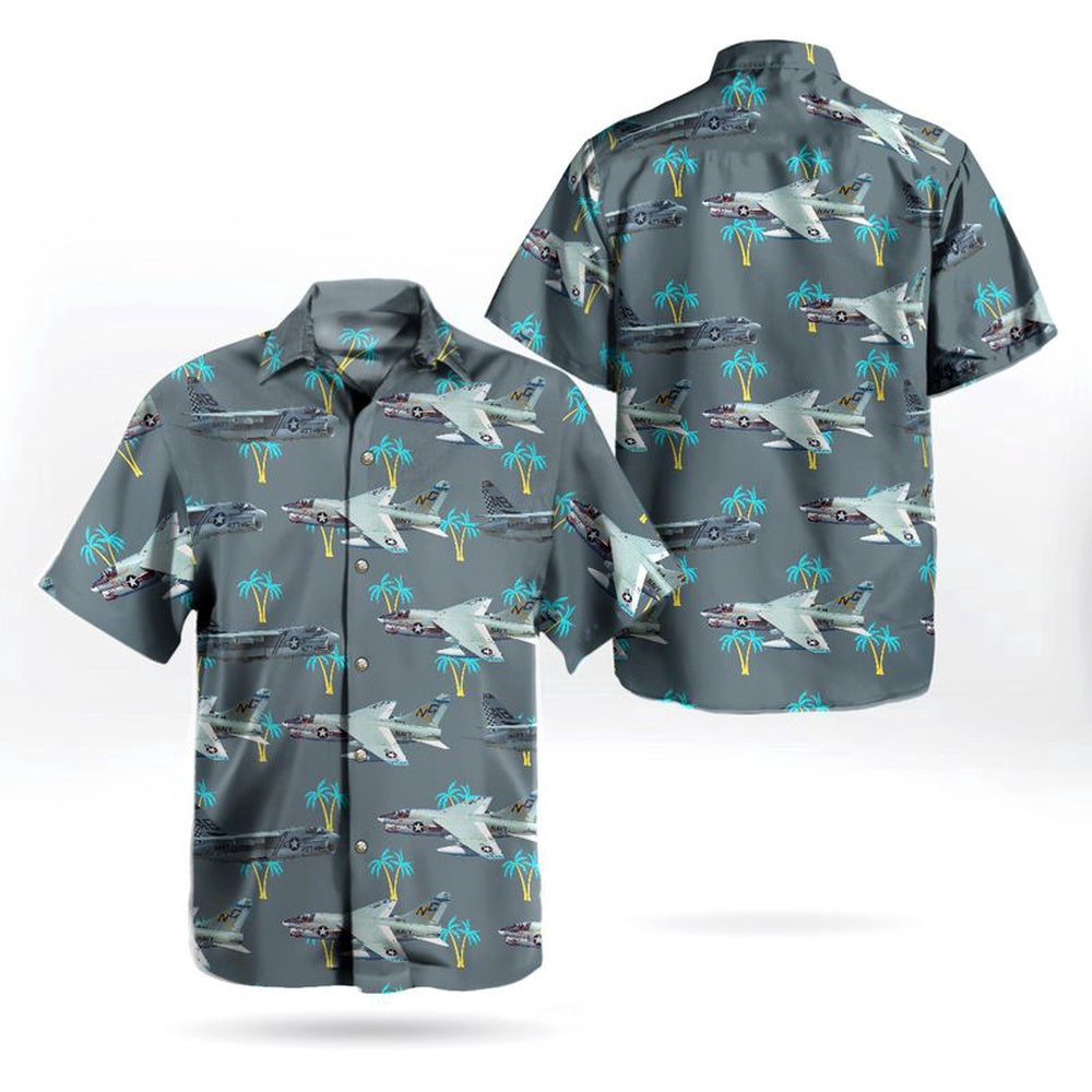 Us Navy Hawaiian Shirt, US Navy Historical Aircraft LTV A-7 Corsair II Hawaiian Shirt, Military Hawaiian Shirt