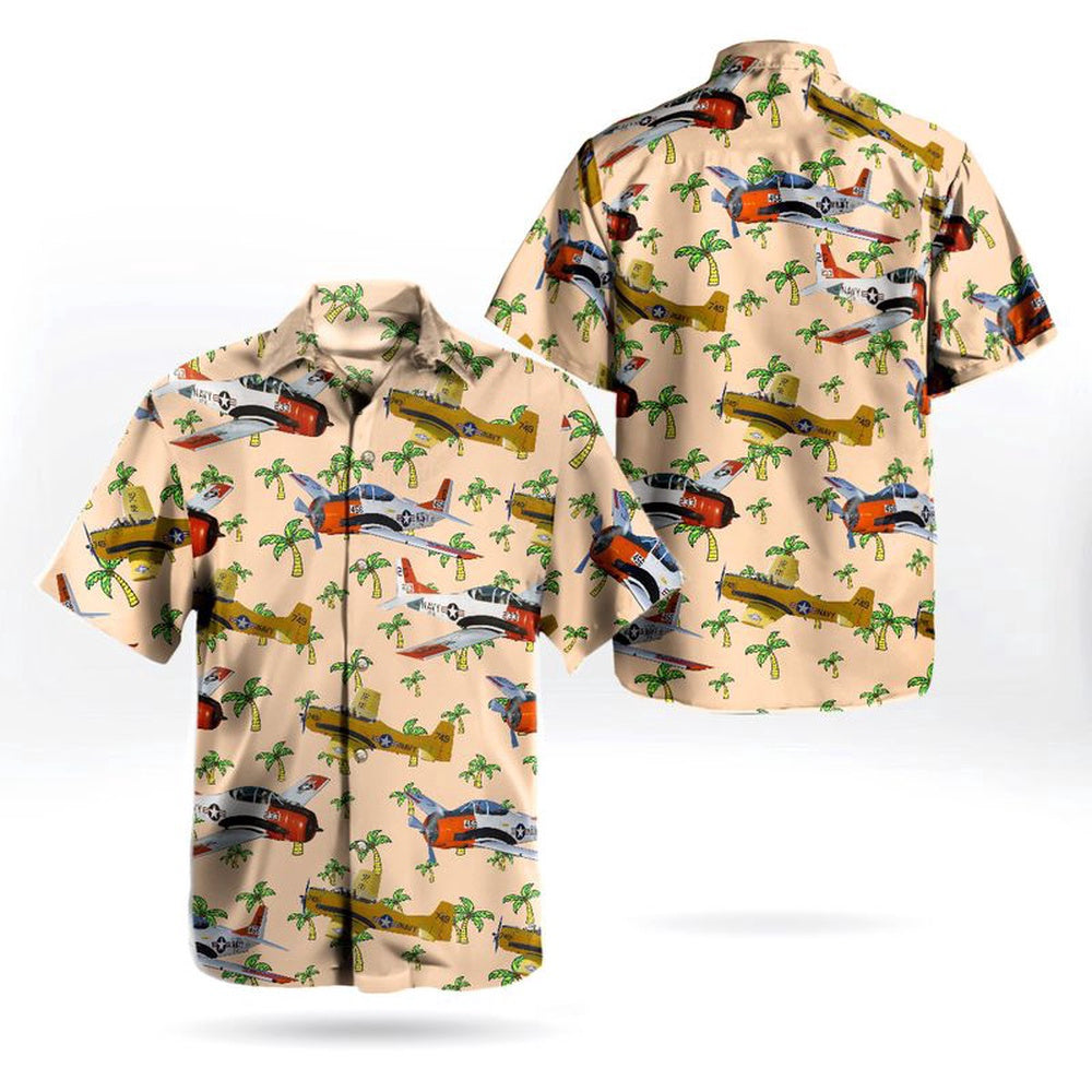 Us Navy Hawaiian Shirt, US Navy Historical Aircraft North American T-28 Trojan Hawaiian Shirt, Military Hawaiian Shirt