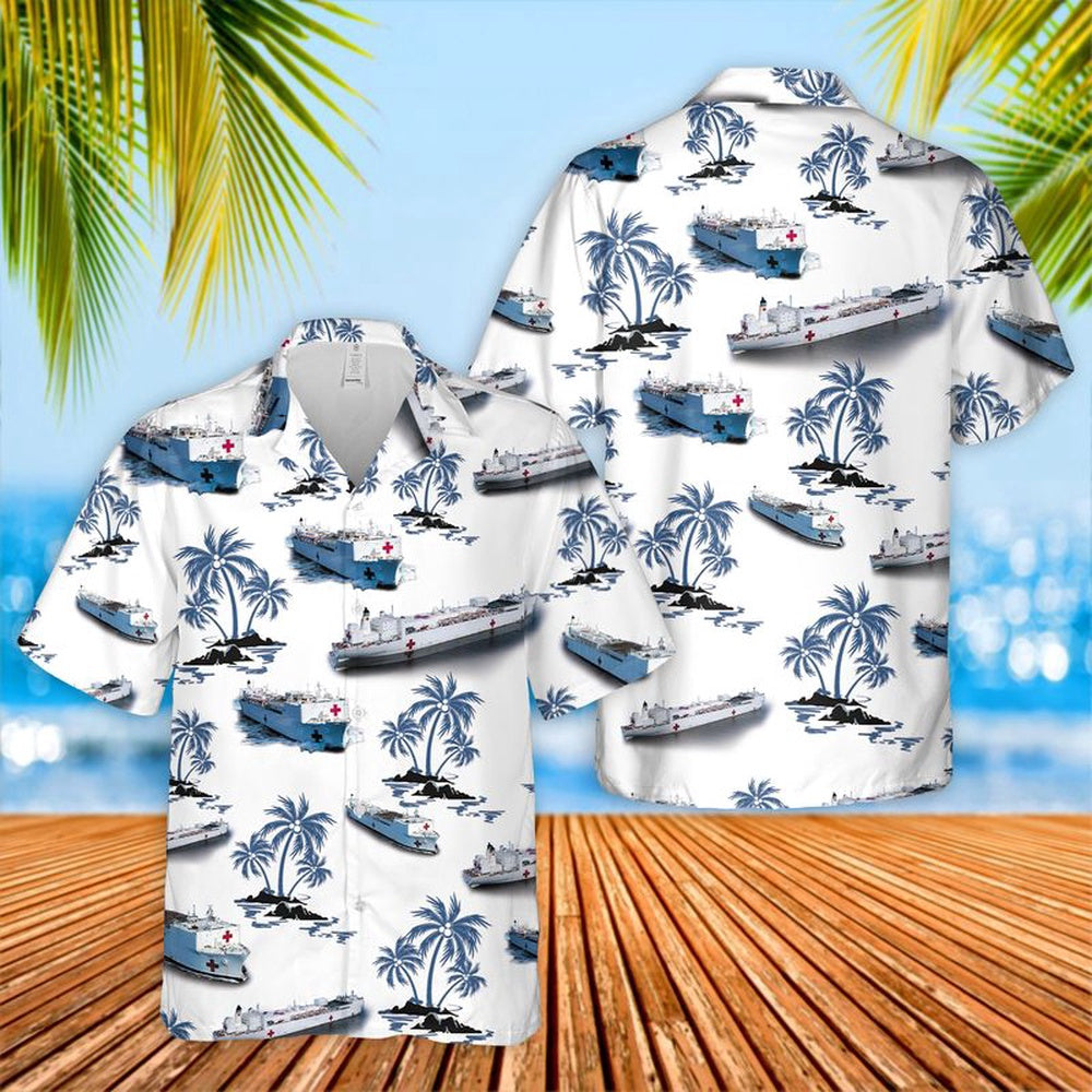 Us Navy Hawaiian Shirt, US Navy Hospital Ship Hawaiian Shirt, Military Hawaiian Shirt