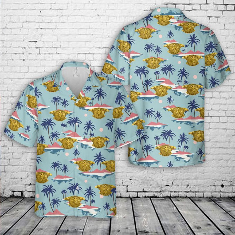 Us Navy Hawaiian Shirt, US Navy Integrated Undersea Surveillance System insignia officers Hawaiian Shirt, Military Hawaiian Shirt