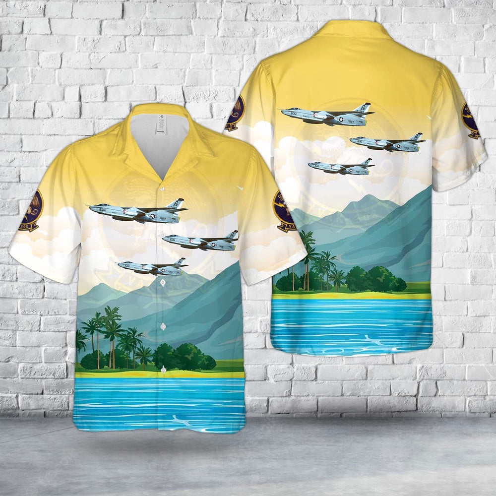 Us Navy Hawaiian Shirt, US Navy KA-3B Skywarrior, BuNo 147660, of VAK-308 Griffins Hawaiian Shirt, Military Hawaiian Shirt