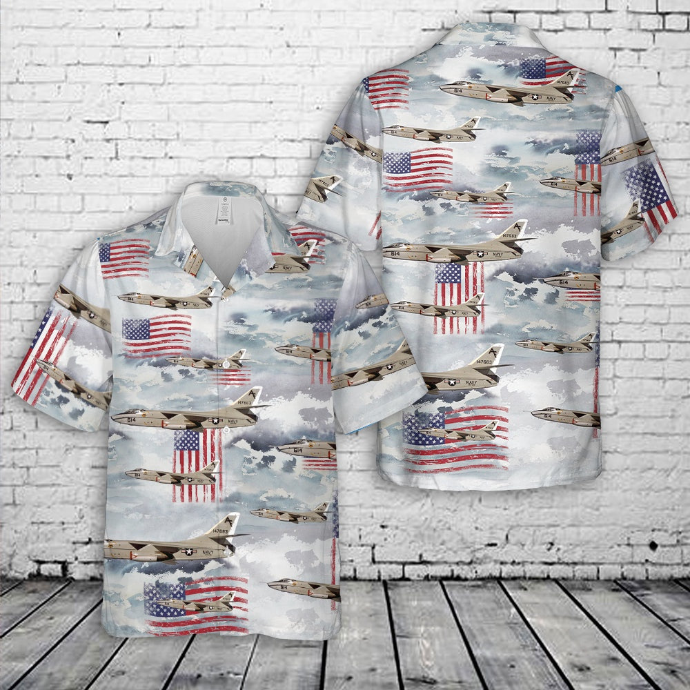 Us Navy Hawaiian Shirt, US Navy KA-3B Skywarrior BuNo 147663 Of VAK-208 Jockeys Hawaiian Shirt, Military Hawaiian Shirt