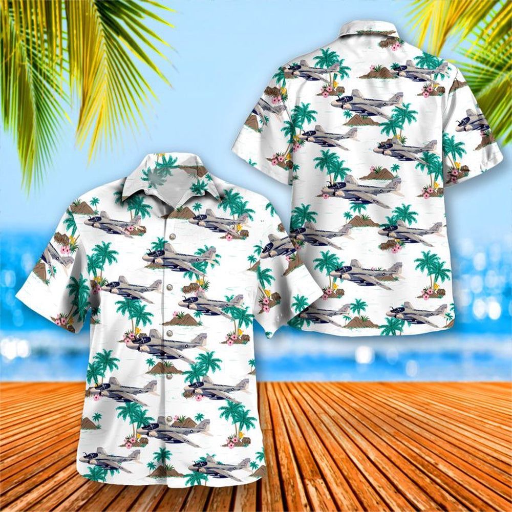 Us Navy Hawaiian Shirt, US Navy KA-6D Intruder of Attack Squadron 34 (VA-34 Blue Blasters) Hawaiian Shirt
