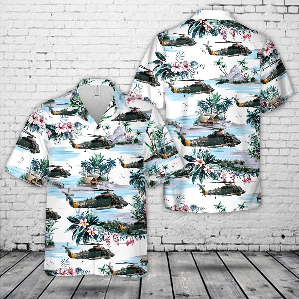 Us Navy Hawaiian Shirt, US Navy Kaman SH-2F Seasprite of HSL-33 Seasnakes Hawaiian Shirt, Military Hawaiian Shirt