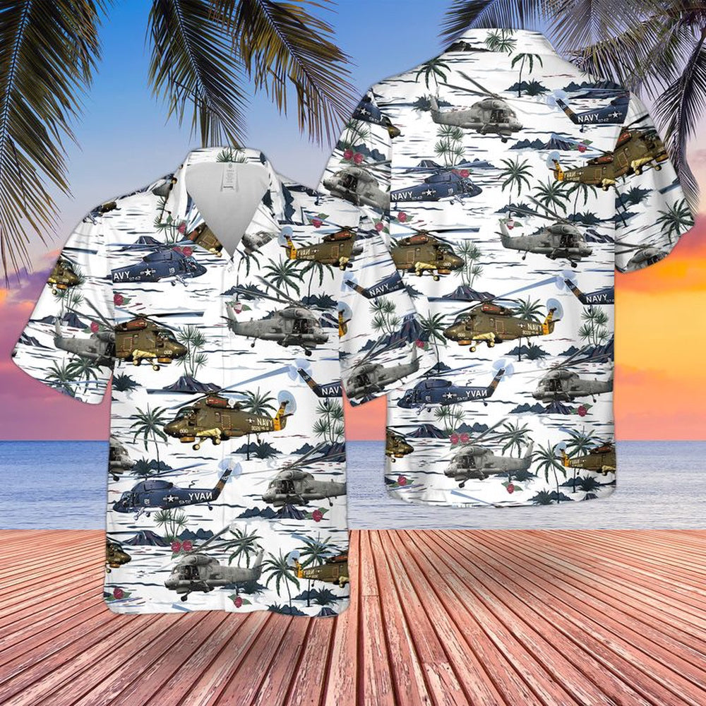Us Navy Hawaiian Shirt, US Navy Kaman SH-2 Seasprite Hawaiian Shirt, Military Hawaiian Shirt
