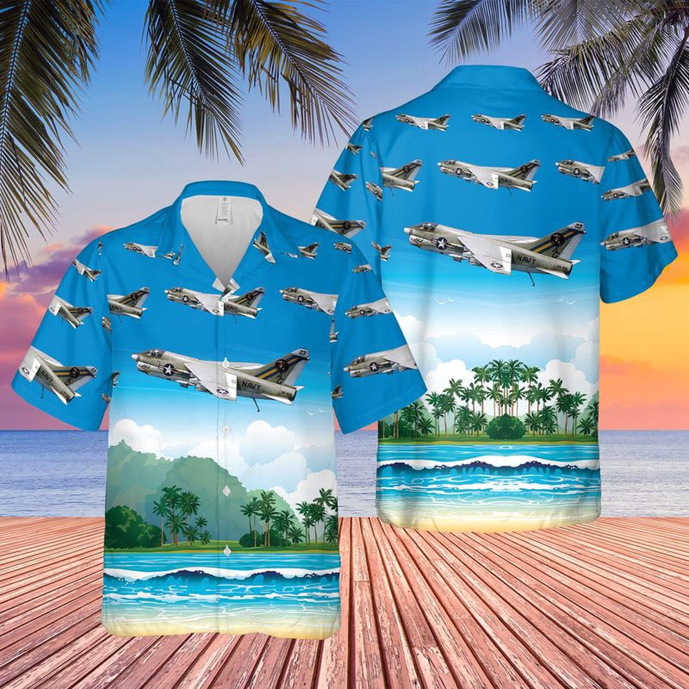 Us Navy Hawaiian Shirt, US Navy LTV A-7E Corsair II Of VA-66 The Waldos Hawaiian Shirt, Military Hawaiian Shirt