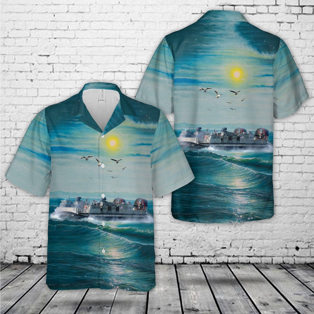 Us Navy Hawaiian Shirt, US Navy Landing Craft Air Cushion LCAC-50 Hawaiian Shirt, Military Hawaiian Shirt