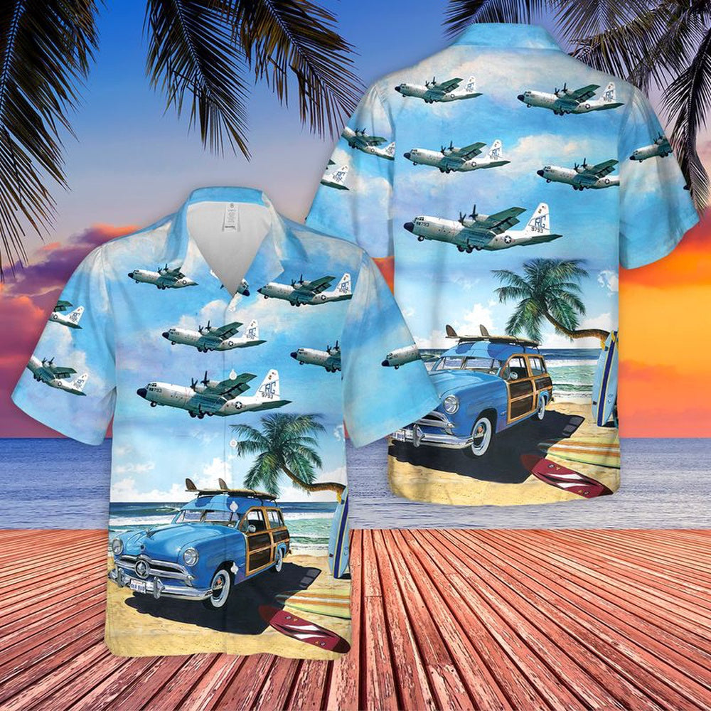 Us Navy Hawaiian Shirt, US Navy Lockheed C-130F Hercules Of VRC-50 Hawaiian Shirt, Military Hawaiian Shirt