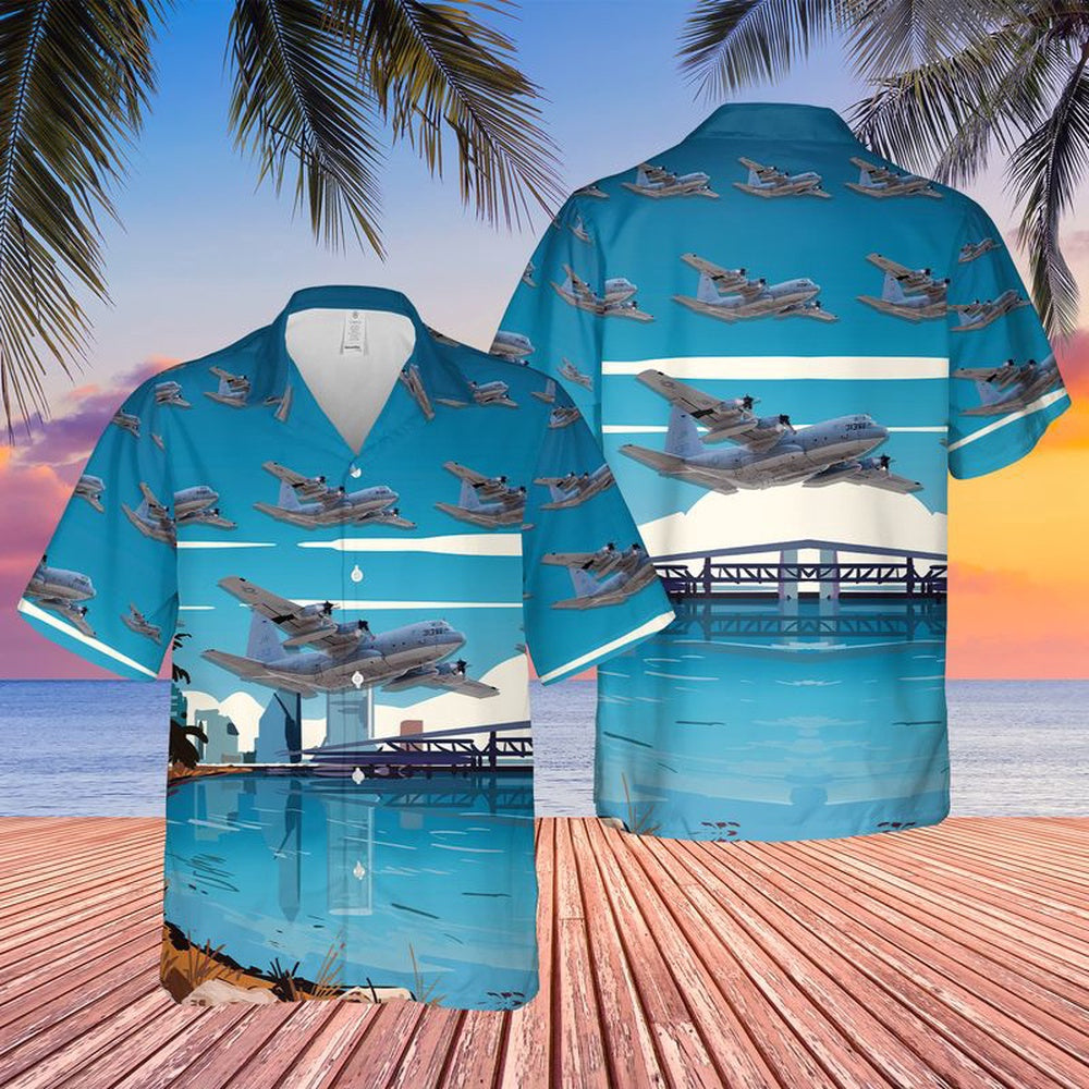 Us Navy Hawaiian Shirt, US Navy Lockheed C-130T Hercules Of VR-62 Nomads Hawaiian Shirt, Military Hawaiian Shirt