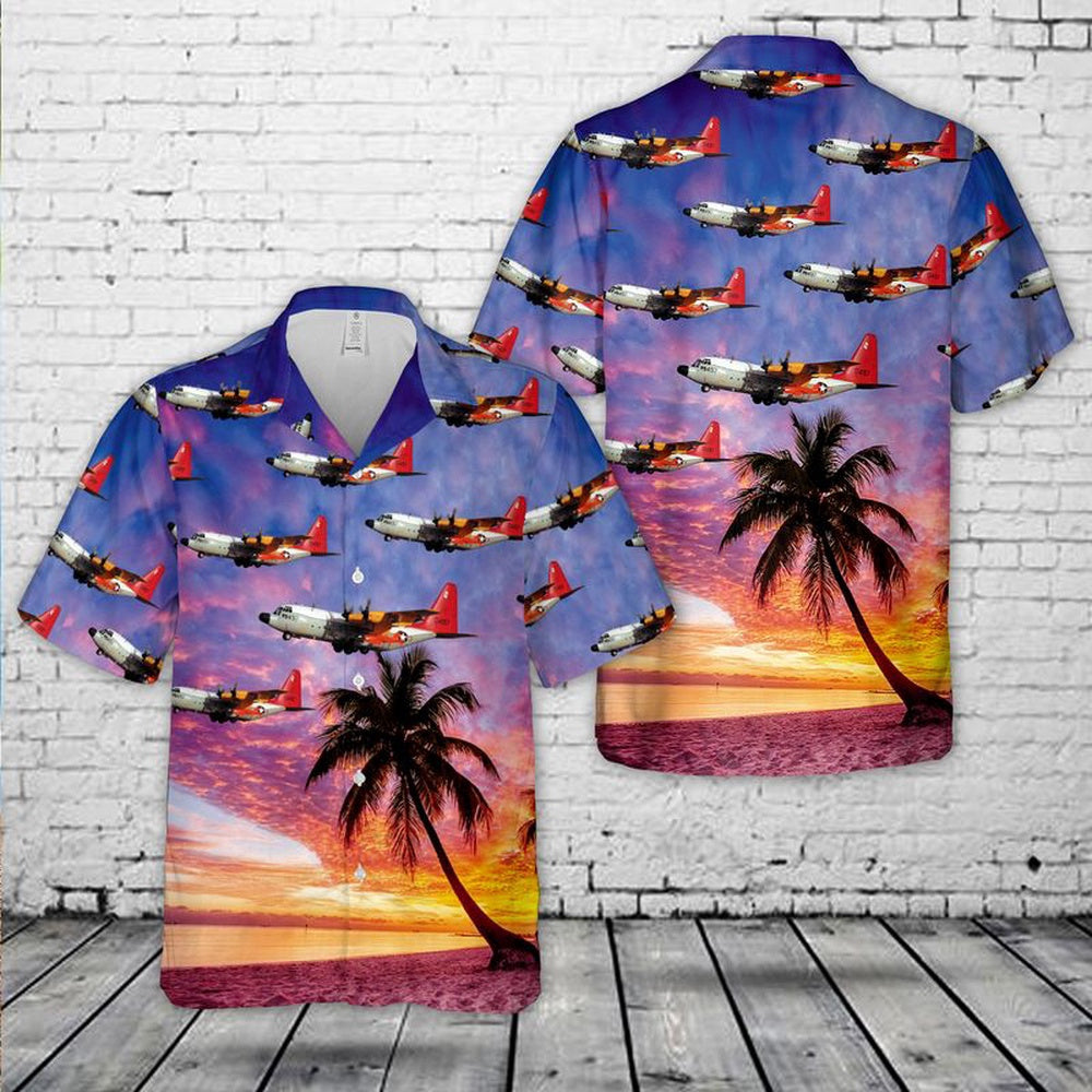 Us Navy Hawaiian Shirt, US Navy Lockheed DC-130A Hercules (BuNo 570497) Hawaiian Shirt, Military Hawaiian Shirt