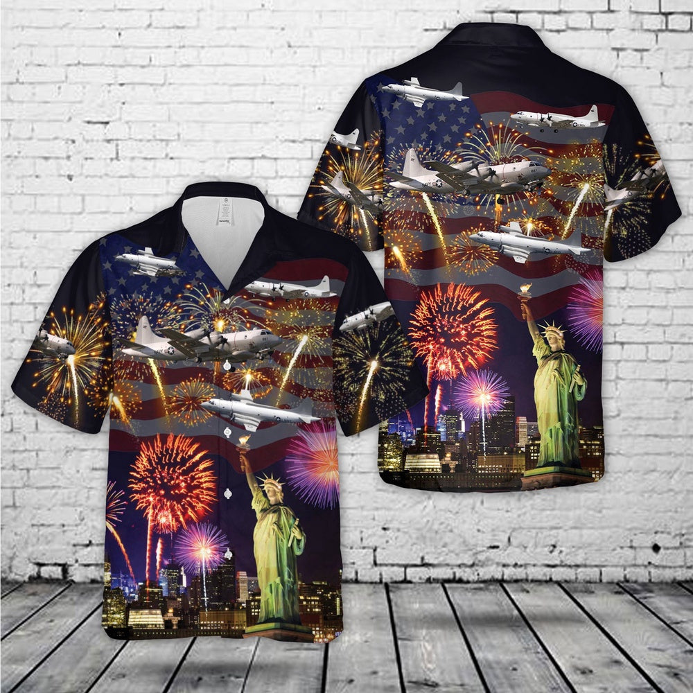 Us Navy Hawaiian Shirt, US Navy Lockheed EP-3E ARIES II, 4th Of July Hawaiian Shirt, Military Hawaiian Shirt