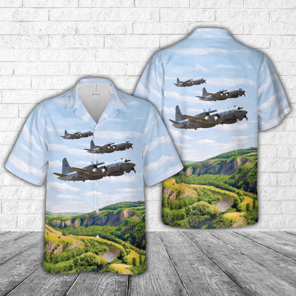 Us Navy Hawaiian Shirt, US Navy Lockheed EP-3E ARIES II of VQ-1 World Watchers Hawaiian Shirt, Military Hawaiian Shirt