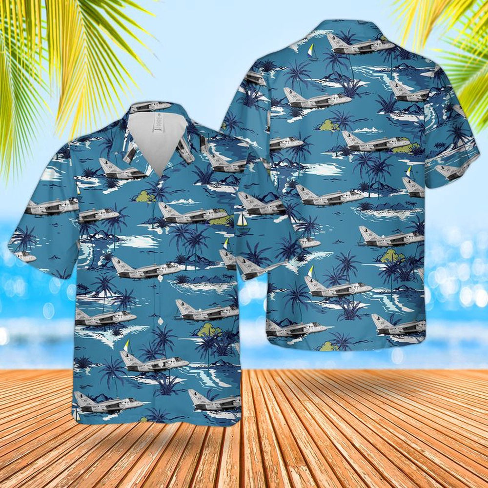 Us Navy Hawaiian Shirt, US Navy Lockheed ES-3A Shadow Of VQ-6 Hawaiian Shirt, Military Hawaiian Shirt