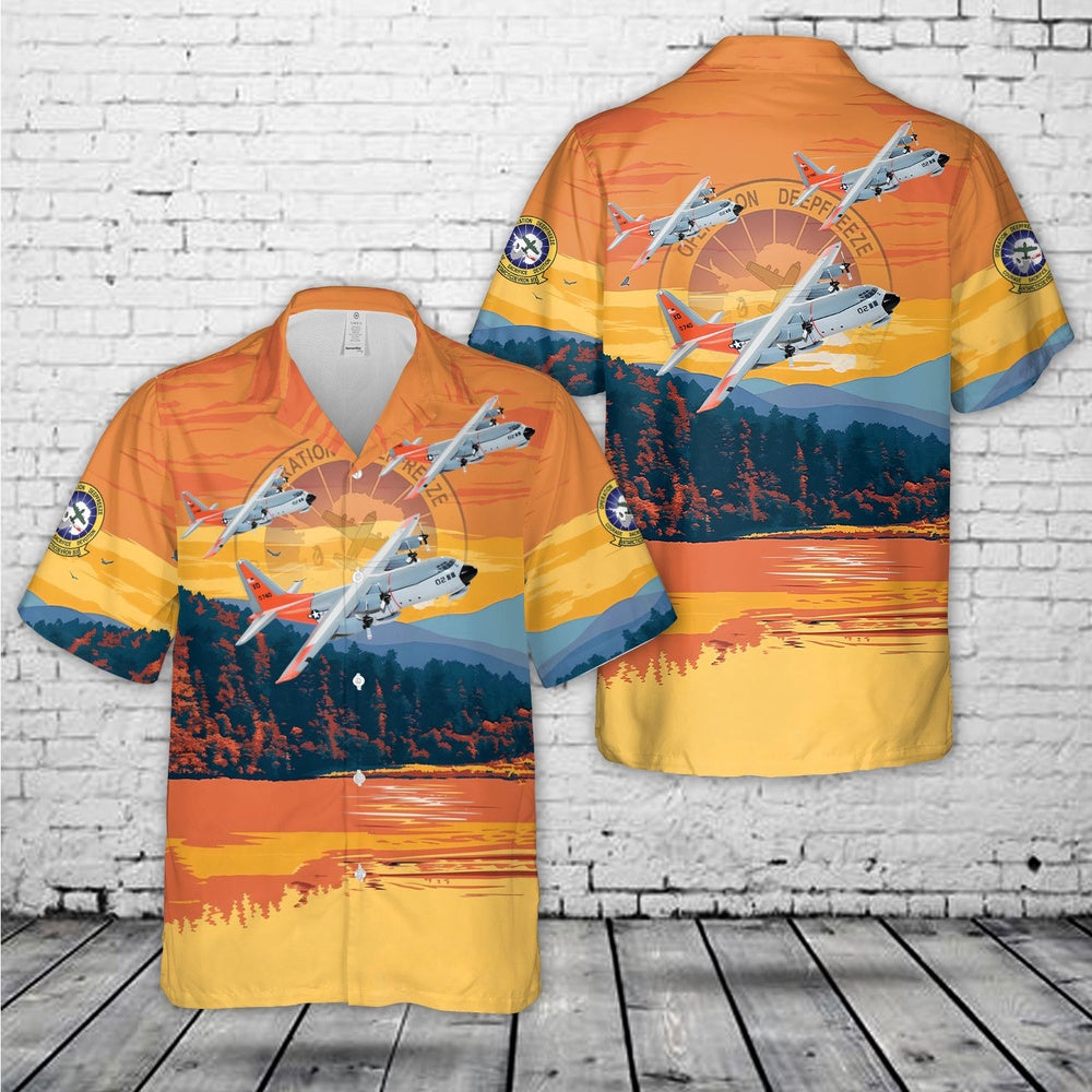 Us Navy Hawaiian Shirt, US Navy Lockheed Martin LC-130R VXE-6 Puckered Penguins (1992) Hawaiian Shirt, Military Hawaiian Shirt