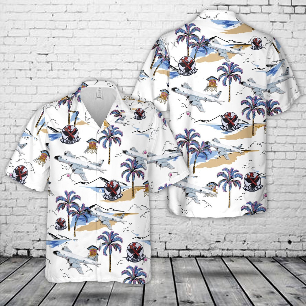 Us Navy Hawaiian Shirt, US Navy Lockheed Martin P-3B Orion, VP-68 Blackhawks Hawaiian Shirt, Military Hawaiian Shirt